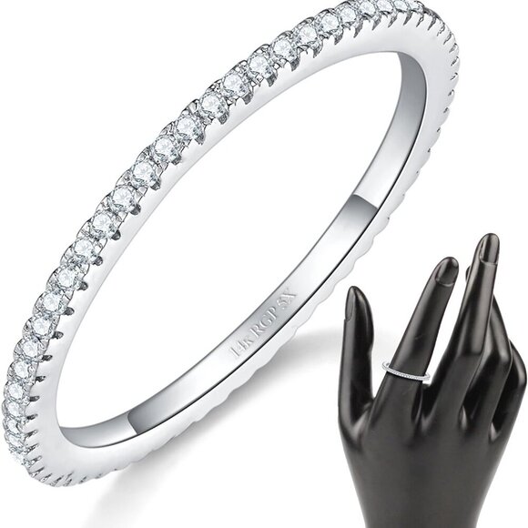 Jewelry - 14K Gold Plated- Cubic Zirconia Simulated Diamond Stackable Rings Eternity Bands